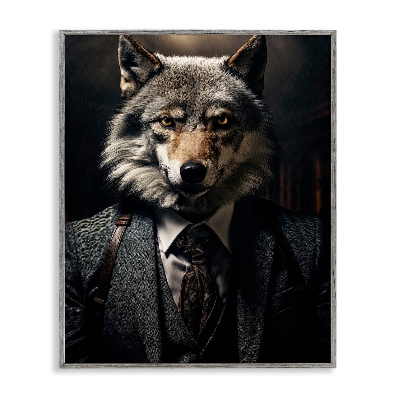 Stupell Industries Trendy Wall Street Wolf Framed Giclee, design by Ray Powers